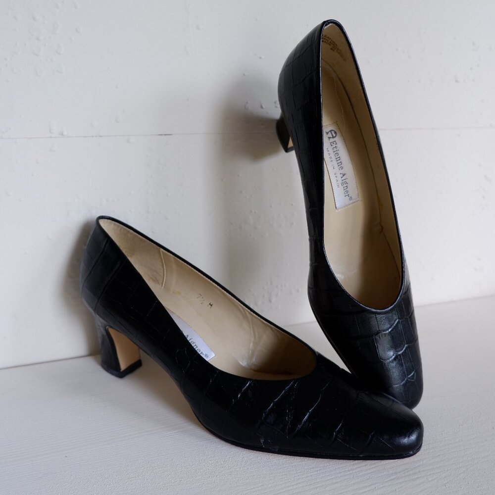 Etienne Aigner Black Leather Heels